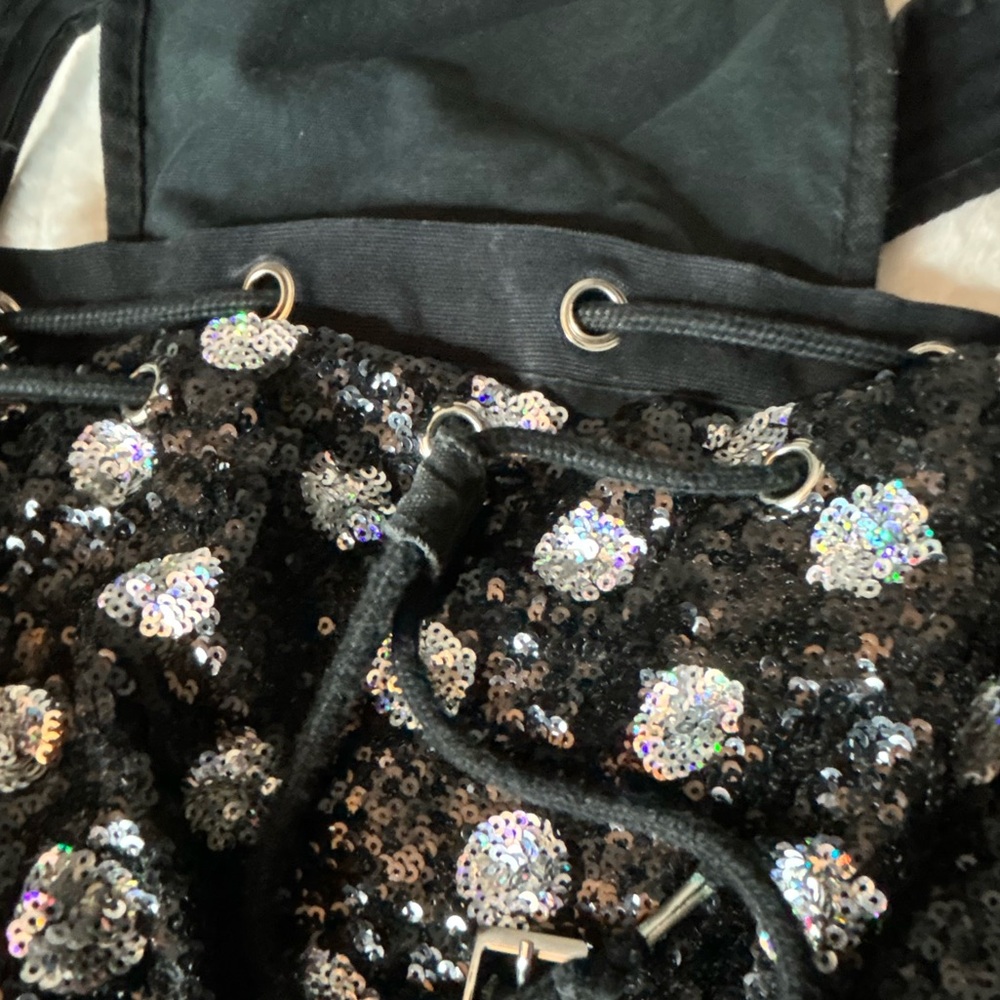 Victoria's Secret PINK BLACK Silver LEOPARD CHEETAH SEQUIN Bling Backpack. - Picture 6 of 16